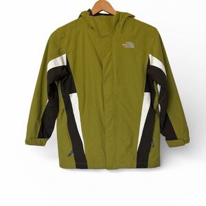 The North Face Boys HyVent Waterproof Jacket Green Black Good Condition
